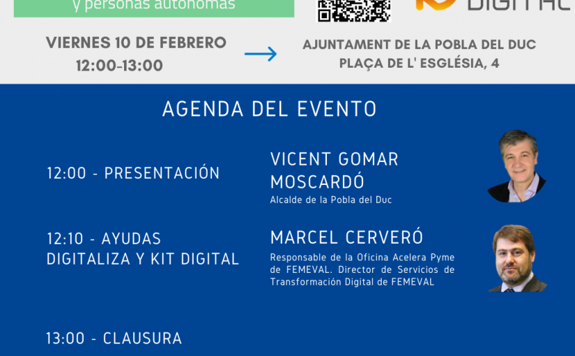 Difusió de l’ajuda Digitalitza i Kit Digital per a les xicotetes empresas a la comarca de la Vall d’Albaida.