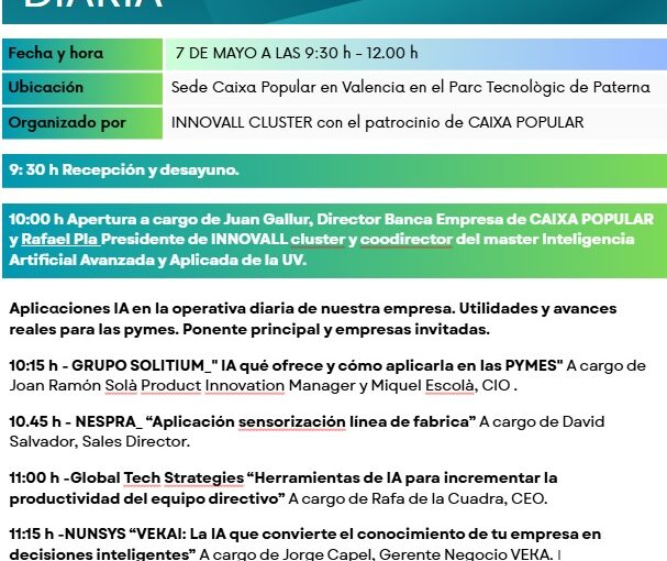 JORNADA IA Inteligencia Artificial PYMES SOLUCIONES Y OPERATIVA diaria